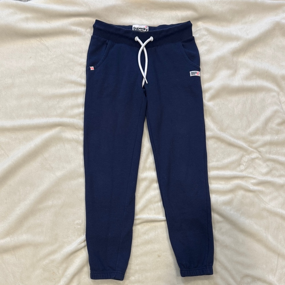 Superdry Dark Blue Joggers with White Drawstring sweatpants-size US 4